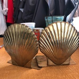 Vintage Brass Seashell Book Ends